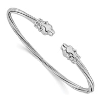 Load image into Gallery viewer, Sterling Silver Rhodium-plated Polished Leopard Head Cuff Bangle
