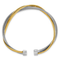 Load image into Gallery viewer, Sterling Silver Rhod/Gold-plat Polished Wrapped Twist Cuff Bangle

