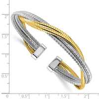 Load image into Gallery viewer, Sterling Silver Rhod/Gold-plat Polished Wrapped Twist Cuff Bangle
