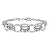 Load image into Gallery viewer, Sterling Silver Rhodium-plated Fancy Link Bracelet
