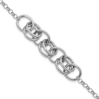 Load image into Gallery viewer, Sterling Silver Rhodium-plated Fancy Link Bracelet
