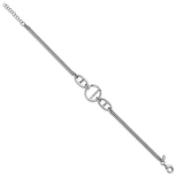 Load image into Gallery viewer, SS Rh-plated Polished 2-strand w/Link Accent w/1in ext. Bracelet
