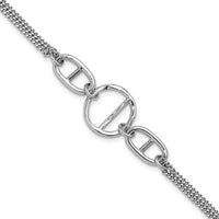 Load image into Gallery viewer, SS Rh-plated Polished 2-strand w/Link Accent w/1in ext. Bracelet
