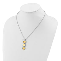 Load image into Gallery viewer, SS Rh/Gold-plated Polished/Brushed Circles w/2in ext. Necklace
