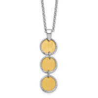 Load image into Gallery viewer, SS Rh/Gold-plated Polished/Brushed Circles w/2in ext. Necklace
