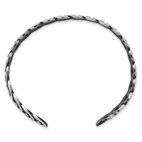 Load image into Gallery viewer, Sterling Silver Rh-plated Antiqued Burnished Polished Cuff Bangle
