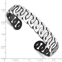 Load image into Gallery viewer, Sterling Silver Rh-plated Antiqued Burnished Polished Cuff Bangle
