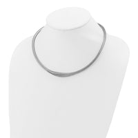 Load image into Gallery viewer, Sterling Silver Rhodium-plated Polished/Grooved Flexible Necklace
