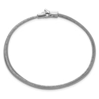 Load image into Gallery viewer, Sterling Silver Rhodium-plated Polished/Brushed Buckle Bangle
