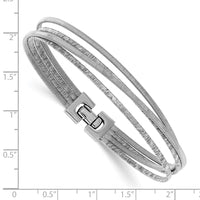 Load image into Gallery viewer, Sterling Silver Rhodium-plated Polished/Brushed Buckle Bangle

