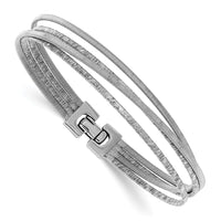 Load image into Gallery viewer, Sterling Silver Rhodium-plated Polished/Brushed Buckle Bangle
