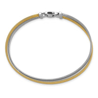 Load image into Gallery viewer, Sterling Silver Rhodium/Gold-plated Polished and Satin Bangle
