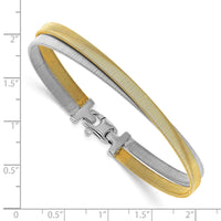 Load image into Gallery viewer, Sterling Silver Rhodium/Gold-plated Polished and Satin Bangle
