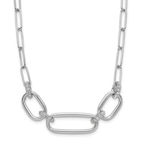 Load image into Gallery viewer, Sterling Silver Rh-plated Polished CZ with 2in ext. Necklace
