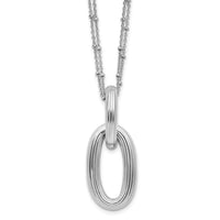 Load image into Gallery viewer, SS Rh-plated Polished 2-strand Oval w/1.5in ext. Necklace
