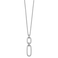 Load image into Gallery viewer, Sterling Silver Rh-plated Polished CZ with 2in ext. Necklace
