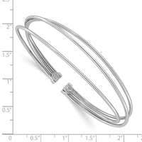Load image into Gallery viewer, Sterling Silver Rhodium-plated Polished Flexible Cuff Bangle
