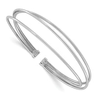 Load image into Gallery viewer, Sterling Silver Rhodium-plated Polished Flexible Cuff Bangle
