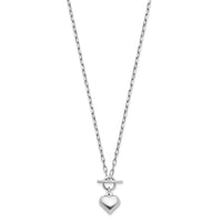 Load image into Gallery viewer, Sterling Silver Rhodium-plated Polished Heart Toggle Necklace
