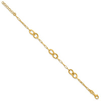 Load image into Gallery viewer, Sterling Silver Gold-plated Fancy Link with 1in ext. Bracelet
