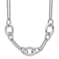 Load image into Gallery viewer, Sterling Silver Rhodium-plated Fancy Link with 2in ext. Necklace
