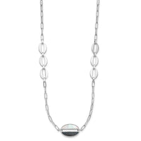 Load image into Gallery viewer, Sterling Silver Rhodium-plated Black and White MOP Necklace
