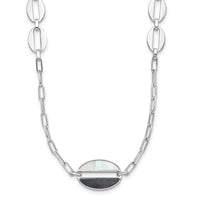 Load image into Gallery viewer, Sterling Silver Rhodium-plated Black and White MOP Necklace
