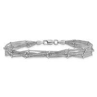 Load image into Gallery viewer, Sterling Silver RH-plated Seven Strand Beaded Bracelet
