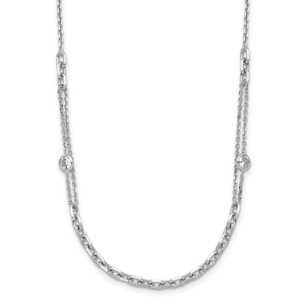 Sterling Silver Rhodium-plated CZ with 2in ext. Necklace