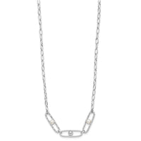 Load image into Gallery viewer, Sterling Silver Rh-plated CZ and Crystal Pearl w/2in ext. Necklace
