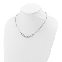 Load image into Gallery viewer, Sterling Silver Rh-plated CZ and Crystal Pearl w/2in ext. Necklace
