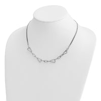 Load image into Gallery viewer, Sterling Silver RH-pl Pol. Geometric 2-strand w/2in ext. Necklace
