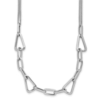 Load image into Gallery viewer, Sterling Silver RH-pl Pol. Geometric 2-strand w/2in ext. Necklace
