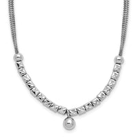 Load image into Gallery viewer, Sterling Silver RH-pl Pol. Fancy 2-strand w/2in ext. Necklace

