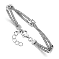 Load image into Gallery viewer, SS RH-plated Polished 2-strand Bead w/1in ext. Bracelet
