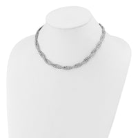 Load image into Gallery viewer, SS RH-plated Polish/Texture Braided w/ 2in ext. Necklace
