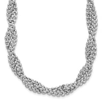 Load image into Gallery viewer, SS RH-plated Polish/Texture Braided w/ 2in ext. Necklace
