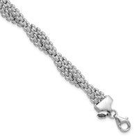 Load image into Gallery viewer, SS RH-plated Polish/Texture Braided w/ 1in ext. Bracelet
