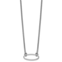 Load image into Gallery viewer, SS RH-plat Polish/Dia-cut Oval 2-Strand w/1.25in ext. Necklace
