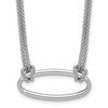 SS RH-plat Polish/Dia-cut Oval 2-Strand w/1.25in ext. Necklace