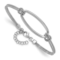 Load image into Gallery viewer, SS RH-plat Polish/Dia-cut Oval 2-Strand w/1.25in ext. Bracelet
