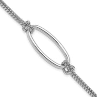 Load image into Gallery viewer, SS RH-plat Polish/Dia-cut Oval 2-Strand w/1.25in ext. Bracelet
