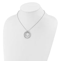 Load image into Gallery viewer, SS RH-plated Polished / Dia-cut Circle w/ 2in ext. Necklace
