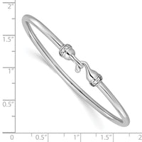 Load image into Gallery viewer, Sterling Silver RH-plated Polished CZ Flexible Bangle

