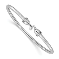 Load image into Gallery viewer, Sterling Silver RH-plated Polished CZ Flexible Bangle
