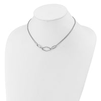 Load image into Gallery viewer, SS RH-plat Polish/Dia-cut Fancy 2-strand w/2in ext. Necklace
