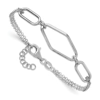 Load image into Gallery viewer, SS RH-plat Polish/Dia-cut Fancy 2-strand w/.75in ext. Bracelet
