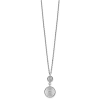 Load image into Gallery viewer, SS RH-plated CZ Polish/Grooved Circle w/2in ext. Necklace
