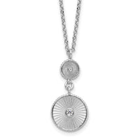 Load image into Gallery viewer, SS RH-plated CZ Polish/Grooved Circle w/2in ext. Necklace

