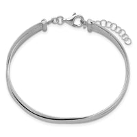 Load image into Gallery viewer, Sterling Silver RH-plate Scratch Finish w/Safety Clasp Bangle
